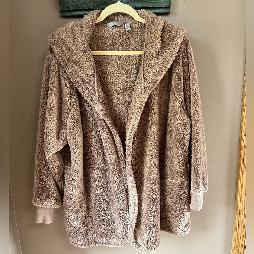 Denim & Co Hooded Sherpa Lounger Size Large